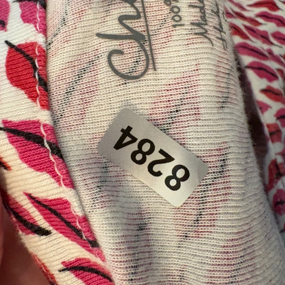 Chico's Pink Lipstick Print 100% Cotton 3/4 Sleeve Boatneck Knit Top Large (2) - Picture 11 of 11